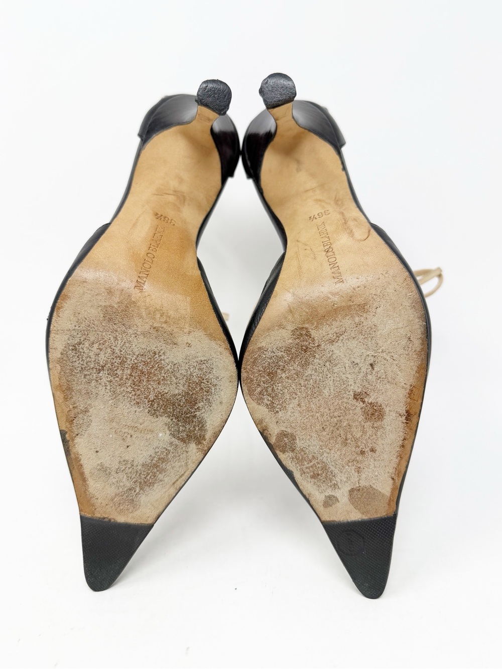 Manolo Blahnik Vintage Lace Up Pointed Toe Heels Womens Size EU 36.5 - Picture 9 of 12